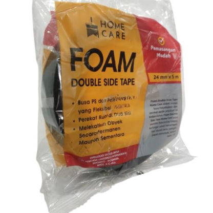 24 MM / HOME CARE Isolasi Bolak Balik Busa Double Foam Tape Hitam