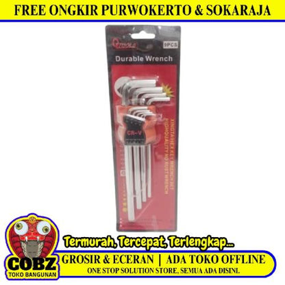 1.5 MM - 10 MM /QTOOLS Kunci L Hexagon Rata Panjang Wrench Screw 9 Pcs Set