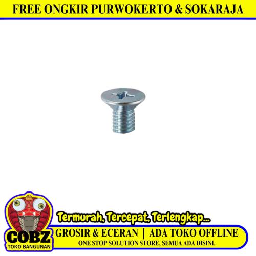 M 8 x 10 MM / TM Baut JF Kepala Rata Plus Putih Biji