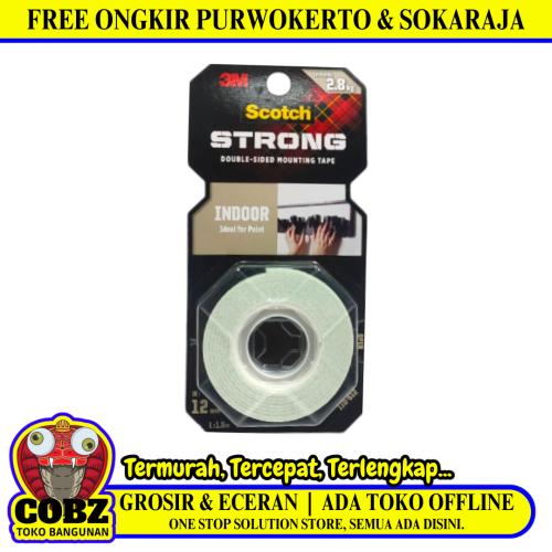 12 MM / 3M SCOTH Isolasi Bolak Balik Busa Double Foam Tape Putih