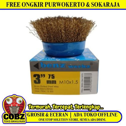 3 IN / BENZ WERKZ Sikat Kawat Mangkok Kuningan Pembersih Karat Kerak