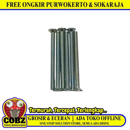 M 3 x 40 MM / TM Baut JF Kepala Rata Plus Putih Biji