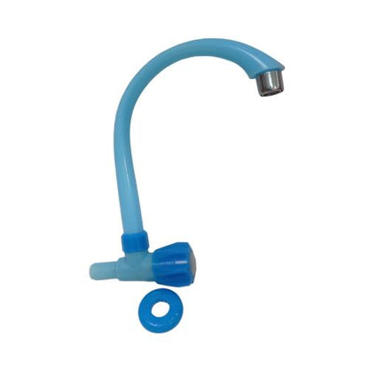 1/2 IN / CAB Kran Angsa Putar Kran Angsa Sink Bak Cuci Piring Tembok Plastik Biru PVC