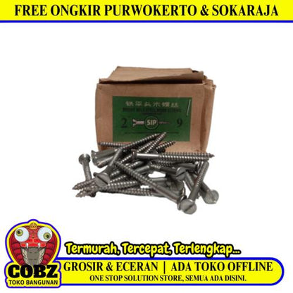 2 IN / SIP Sekrup Baut Kayu Kepala Rata Minus Wood Screw Dus