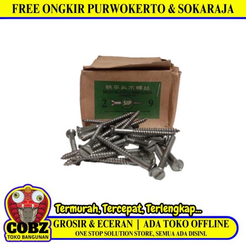 2 IN / SIP Sekrup Baut Kayu Kepala Rata Minus Wood Screw Dus