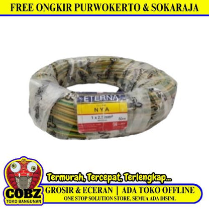 1 INTI x 2.5 MM x 50 M / ETERNA NYA Tunggal Kabel Tembaga SNI Kuning Roll