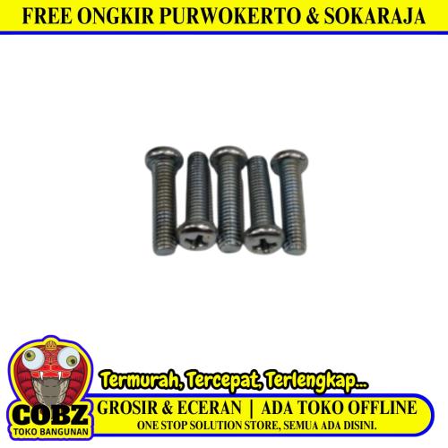 M 5 x 20 MM / TM Baut JP Kepala Pentol Bulat Plus Putih Biji