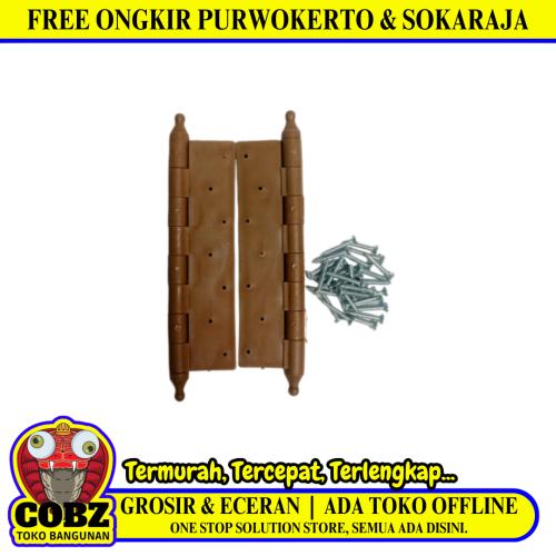 6 IN / MURIKO Engsel Kupu Kupu Pintu Jendela Hinge Plastik PVC Coklat Set