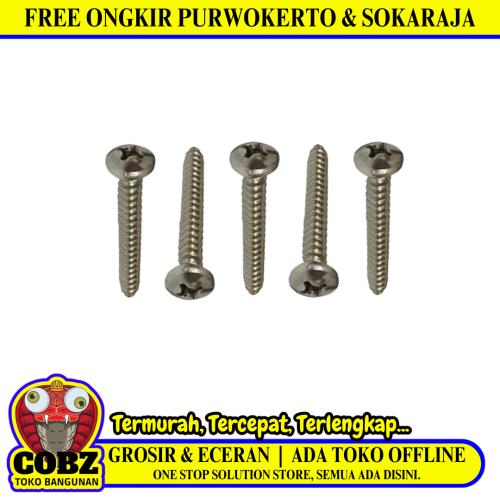 #6 x 1 IN / TM Sekrup FH Kepala Rata Plus Putih Biji