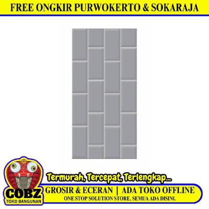 25 CM x 50 CM / UNO Interlaken Keramik Dinding Timbul Glossy Grey Dus