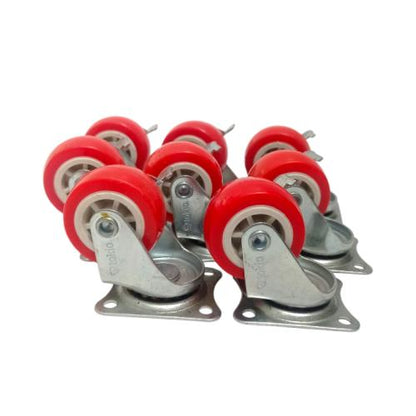 1 IN / TOKIO Roda Rem Hidup Trolly Gepeng Drat 40 MM Karet Merah 8 Pcs Dus