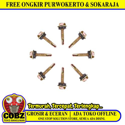 16 MM / TM Roofing Baut Sekrup Atap Baja Ringan Kuning Biji