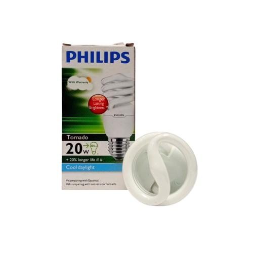 20 WATT / PHILIPS Tornado Lampu Bohlam Spiral Bola Putih