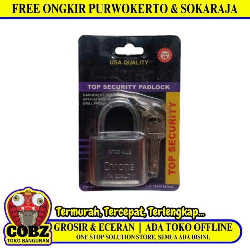 40 MM / CHROME Gembok Pintu Pagar Padlock Anti Maling Leher Pendek