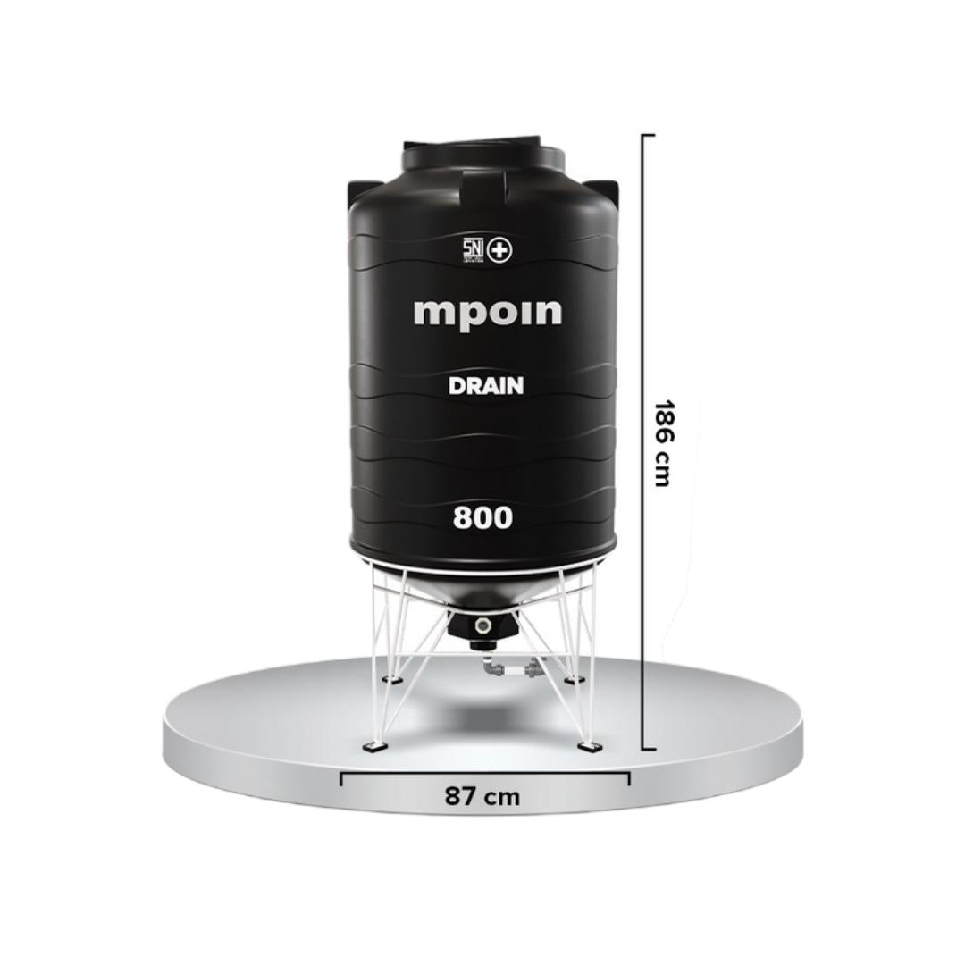 670 L / MPOIN + DRAIN D800 Water Torrent Tangki Tandon Air PVC Hitam + Acc Set