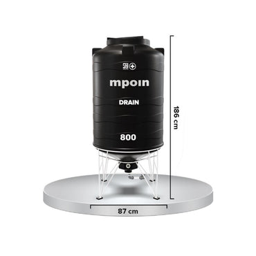 670 L / MPOIN + DRAIN D800 Water Torrent Tangki Tandon Air PVC Hitam + Acc Set
