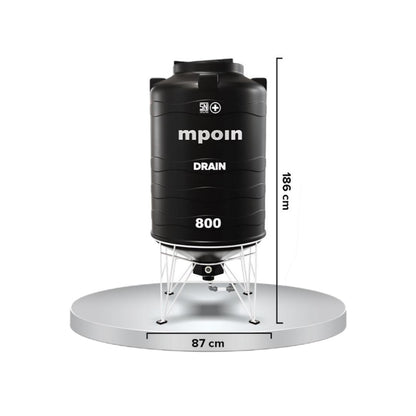 670 L / MPOIN + DRAIN D800 Water Torrent Tangki Tandon Air PVC Hitam + Acc Set