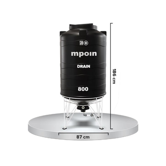 670 L / MPOIN + DRAIN D800 Water Torrent Tangki Tandon Air PVC Hitam + Acc Set