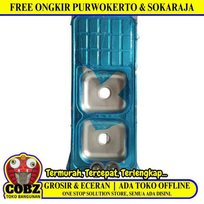 120 CM X 50 CM X 12 CM / FLO Bak Cuci Piring Washbak 2 Lubang + Acc Set