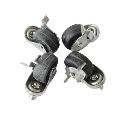 2 IN / SKK UT-50RS Roda Rem Hidup Trolly Bulat Drat 50 MM Karet Hitam 4 Pcs Dus