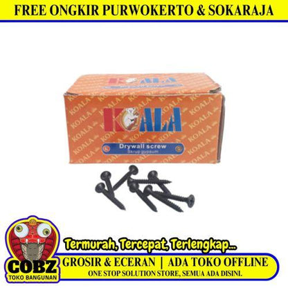 #6 X 1 1/4 IN / KOALA Sekrup Gypsum Screw Plafon Board GRC Hitam Dus