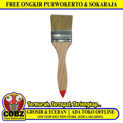 2 IN / WANLY Kuas Cat Tembok Kayu Besi Air Acyrlic Paint Brush