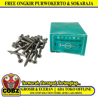 1 1/4 IN / CHW Sekrup Baut Kayu Kepala Rata Plus Wood Screw Dus