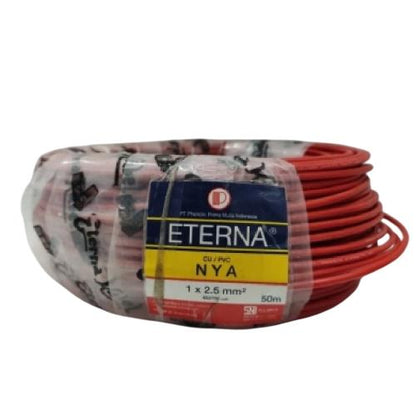 1 INTI x 2.5 MM x 50 M / ETERNA NYA Tunggal Kabel Tembaga SNI Merah Roll