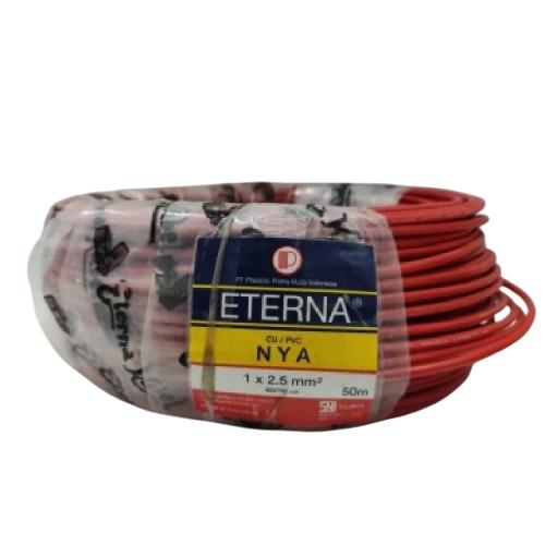 1 INTI x 2.5 MM x 50 M / ETERNA NYA Tunggal Kabel Tembaga SNI Merah Roll