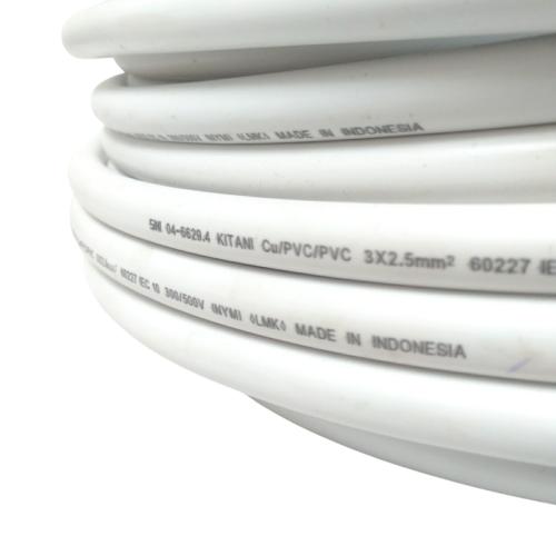 3 INTI x 2.5 MM / TM NYM Tunggal Kabel Tembaga SNI Putih Meter