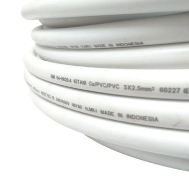 3 INTI x 2.5 MM / TM NYM Tunggal Kabel Tembaga SNI Putih Meter