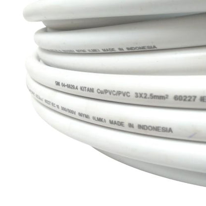 3 INTI x 2.5 MM / TM NYM Tunggal Kabel Tembaga SNI Putih Meter