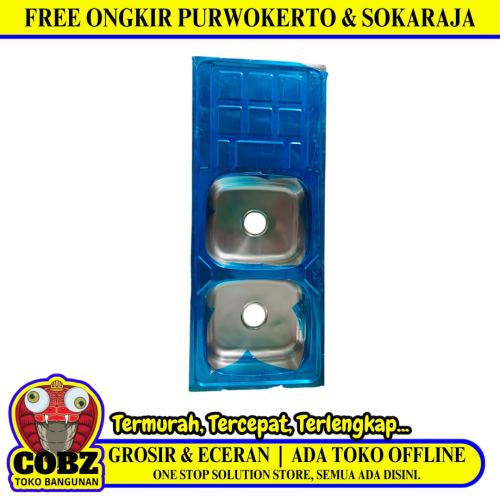 120 CM x 50 CM x 15 CM / FAWI Bak Cuci Piring Washbak 2 Lubang + Acc Set