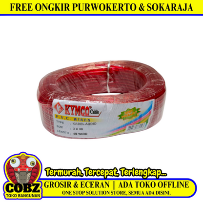 2 INTI x 30 MM x 45 M / KYMCO Serabut Kabel Audio Tembaga SNI Merah Roll