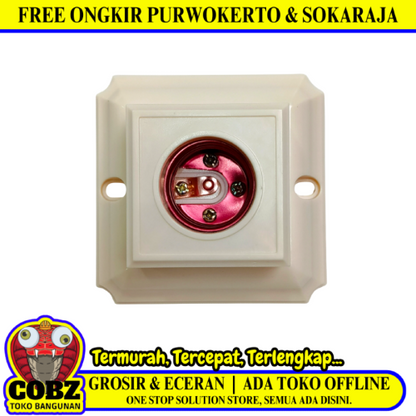 BRIGHT-G Fitting Tempat Lampu Plafon Atap Tempel Kotak Besar Putih