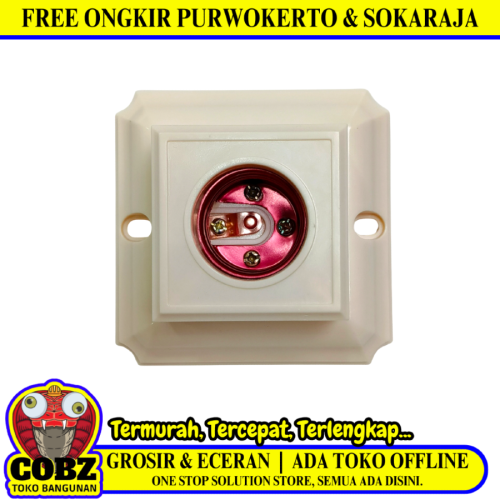 BRIGHT-G Fitting Tempat Lampu Plafon Atap Tempel Kotak Besar Putih