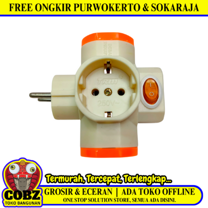 3 LB / TRM Steker Stop Kontak Colokan Serbaguna 3 in 1 + Switch