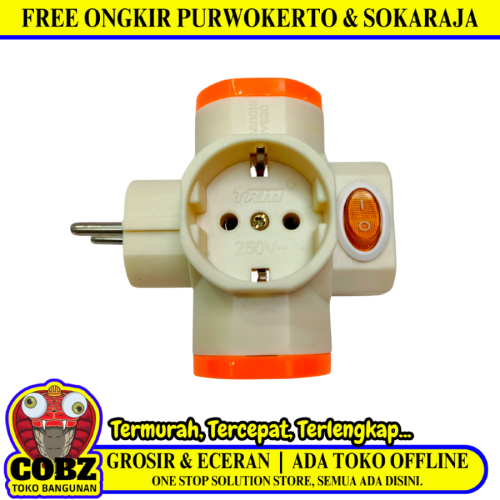 3 LB / TRM Steker Stop Kontak Colokan Serbaguna 3 in 1 + Switch