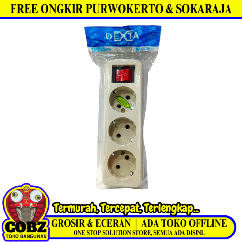 3 LUBANG / DEXTA DX-803 Stop Kontak Terminal Arde Tempel OB Outbow Cream