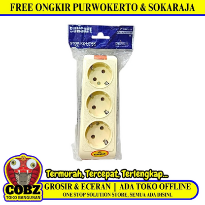 3 LUBANG / SUNSAFE SSK-111 Stop Kontak Terminal Arde Tempel OB Outbow Cream