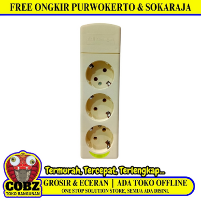3 LUBANG / MIKOTEK Stop Kontak Terminal Arde Tempel OB Outbow Cream