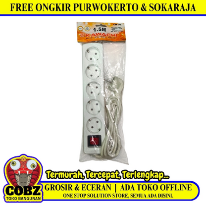 5 LUBANG x 150 CM / KAWACHI Stop Kontak Colokan Terminal Kabel 1.5 M