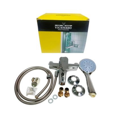 1/2 IN / VICENZZO SL 9025 Kran Shower Panas Dingin Stainless + Selang + Shower Set