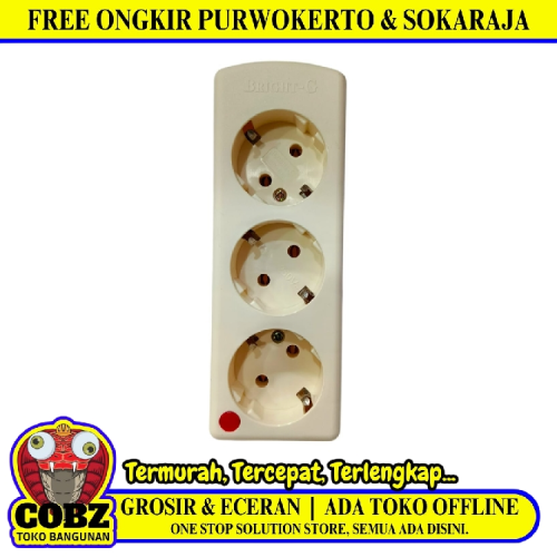 3 LUBANG / BRIGHT-G Stop Kontak Terminal Arde Tempel OB Outbow Putih
