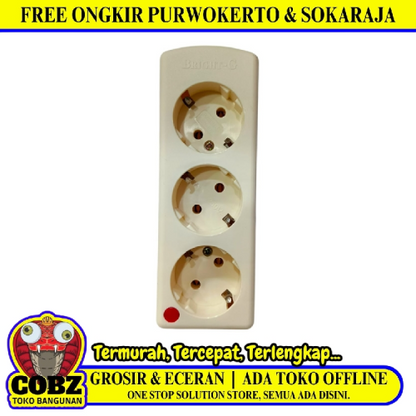 3 LUBANG / BRIGHT-G Stop Kontak Terminal Arde Tempel OB Outbow Putih