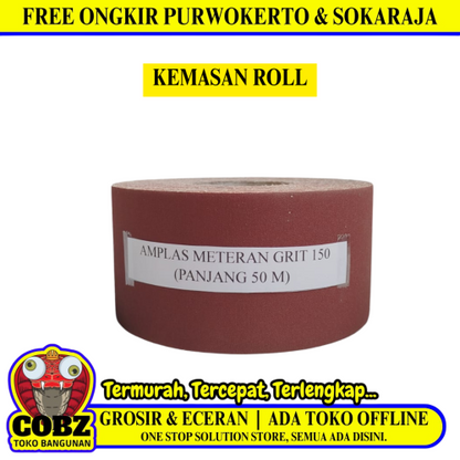 GRIT 150 x 50 M / TM Amplas Kertas Gulung Roll Meteran Halus Kasar Roll