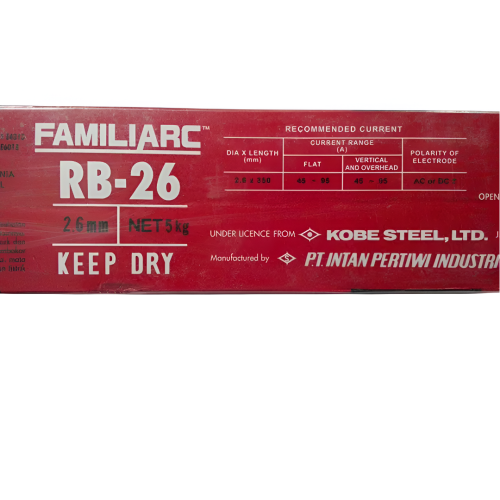 2.6 MM x 5 KG / KOBE STEEL RB-26 Kawat Las Konstruksi Baja Lunak Welding Electrodes KG