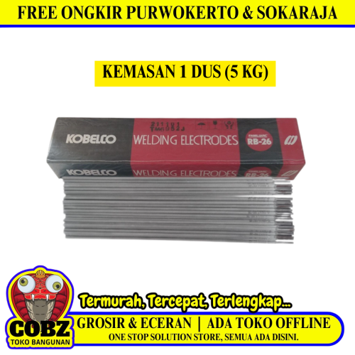 3.2 MM x 5 KG / KOBE STEEL RB-26 Kawat Las Konstruksi Baja Lunak Welding Electrodes KG
