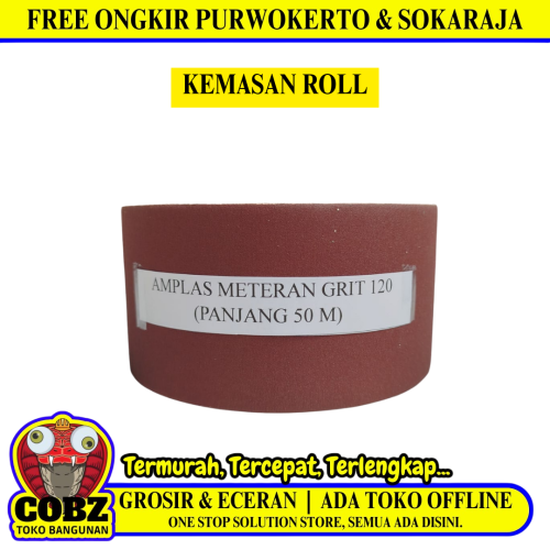 GRIT 120 x 50 M / TM Amplas Kertas Gulung Roll Meteran Halus Kasar Roll