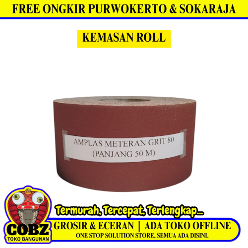 GRIT 80 x 50 M / TM Amplas Kertas Gulung Roll Meteran Halus Kasar Roll